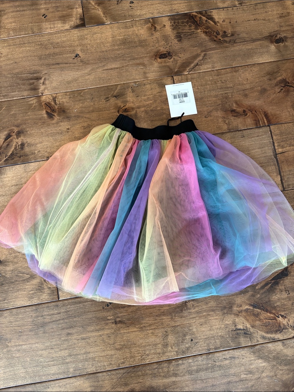 deux par deux Rainbow Tulle Skater Skirt with Black Waistband